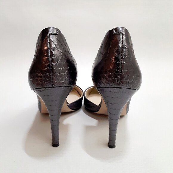 BCBG GENERATION Conchetta D'Orsay Cutout Heels in Gunmetal Gray Snakeskin - Picture 6 of 11